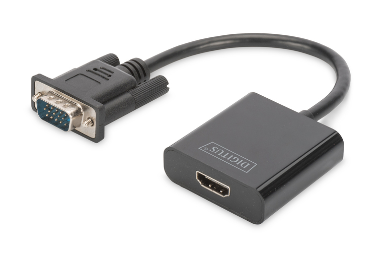 DIGITUS VGA to HDMI Converter + Audio 3.5mm Full HD 1080p cable type 15cm black "DA-70473" (timbru verde 0.8 lei)
