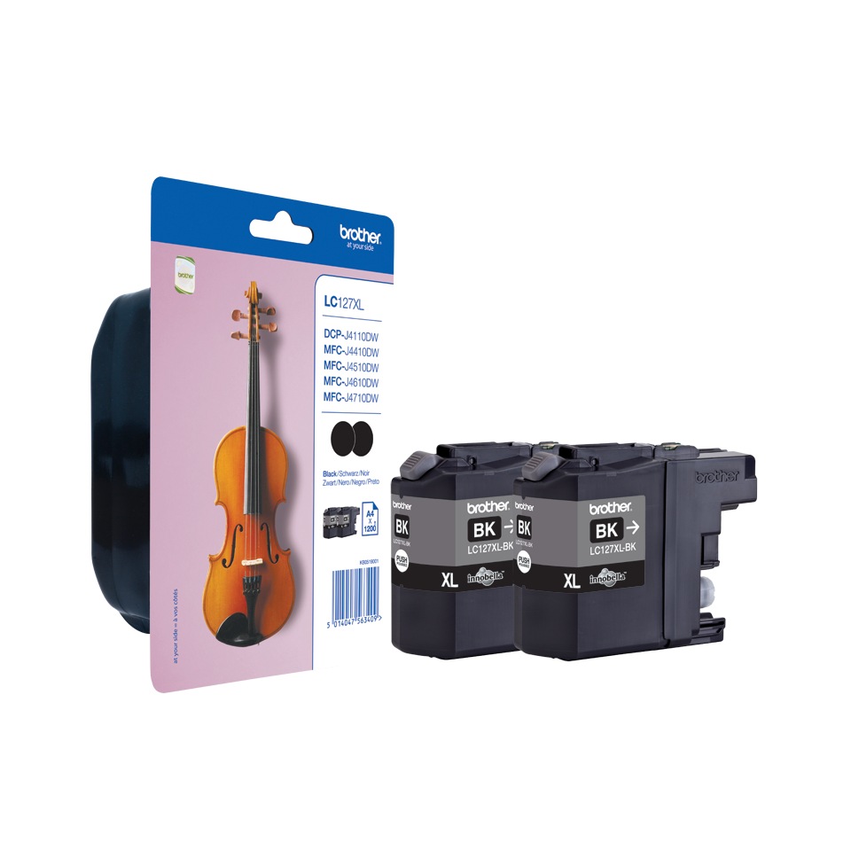 Dual-Pack Original Brother Black, LC127XLBKBP2, pentru DCP-J4110| MFC-J4410|J4510|J4610|J4710, 1.2K, (timbru verde 0.15 lei), "LC127XLBKBP2"