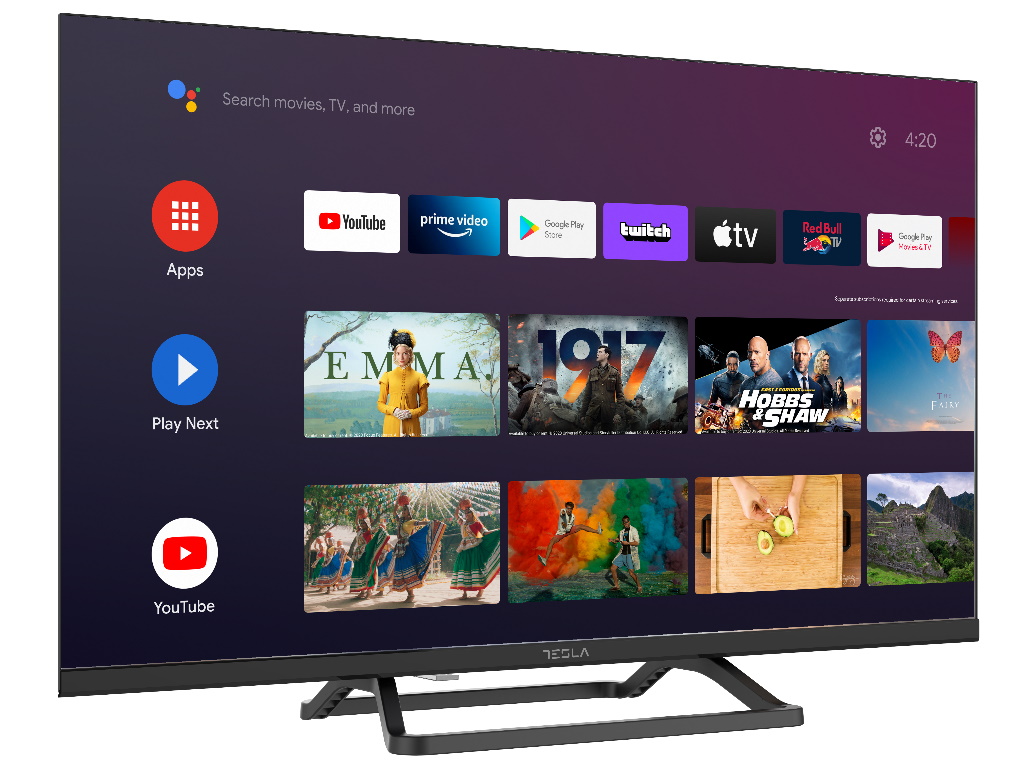 Tesla Android TV 9, DLED 43E625BUS, 109 cm, UHDDVB-T/T2/C/S/S2, 300cd/m2, VESA 200x200mm "43E625BUS" (timbru verde 15 lei)