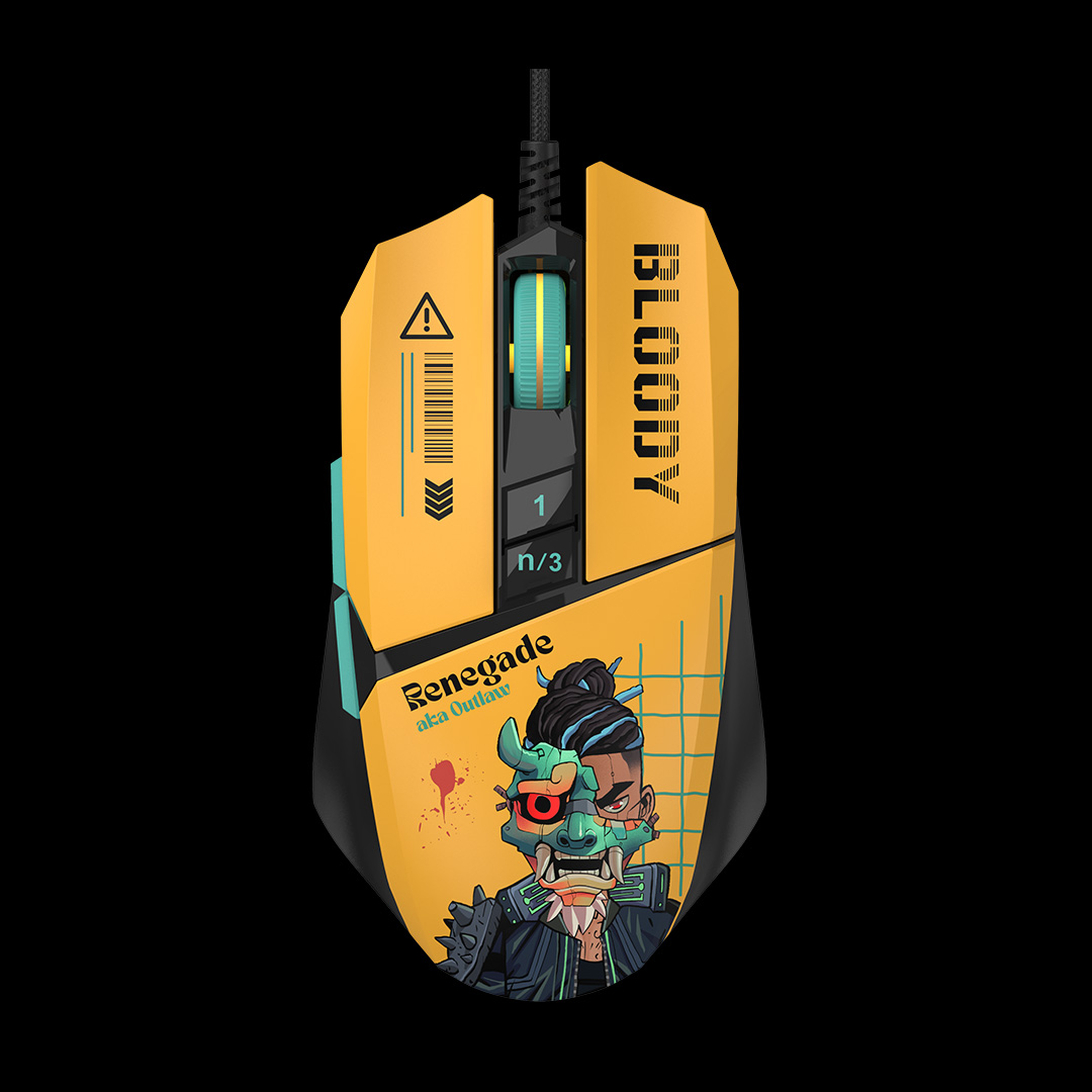 Mouse A4Tech, gaming, Bloody RGB Animation Backlit USB Renegade Sunset, "W63Max Renegade Sunset", (timbru verde 0.18 lei) 4711421 000529