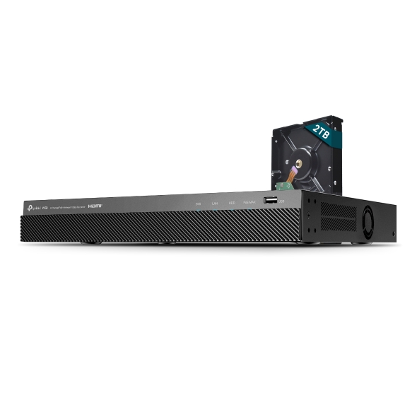 NVR TP-Link VIGI PoE+, 8 canale, 8× 10/100 Mbps PoE+ Ports cu 93 W, max 2 x 10 TB, porturi HDMI | VGA | 2 x USB 2.0, "VIGI NVR2008H-8MP-2TB" (include timbru verde 1.75 lei)