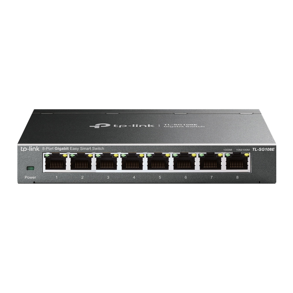 SWITCH TP-LINK 8 porturi Gigabit. carcasa metalica "TL-SG108E" (timbru verde 2 lei)