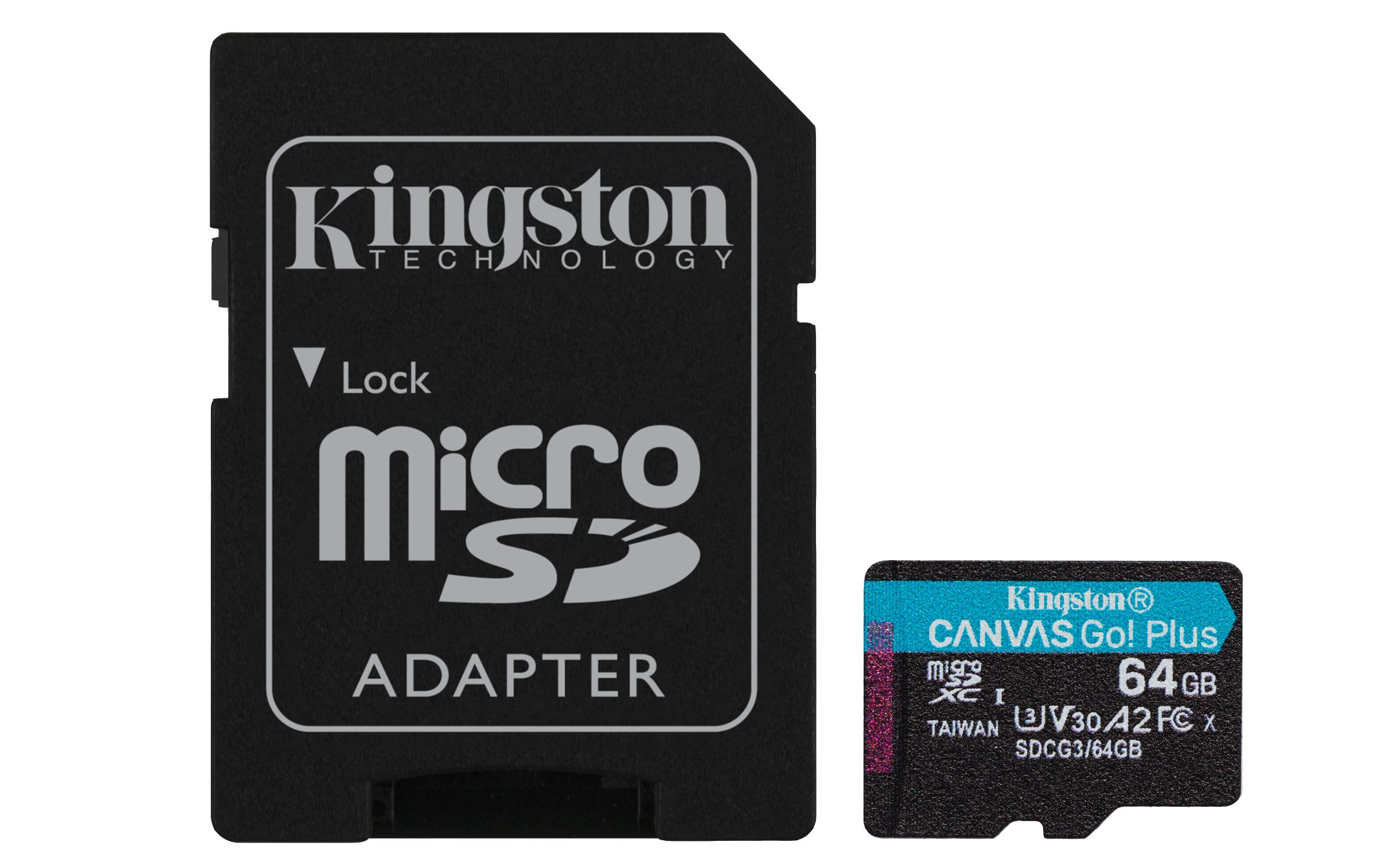 CARD MicroSD KINGSTON, 64 GB, microSDXC, clasa 10, standard UHS-I U3, "SDCG3/64GB" (timbru verde 0.03 lei)