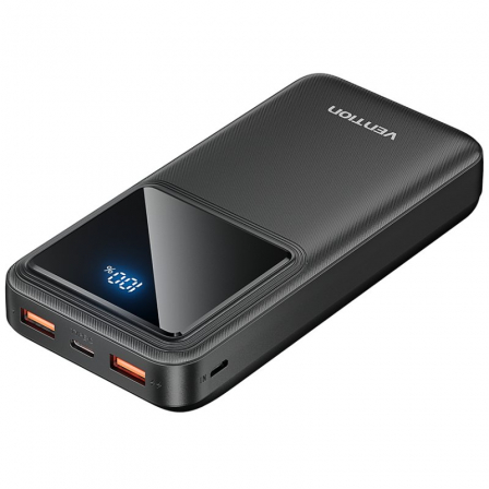 Power Bank Vention 20000mAh/74Wh, 22.5W , 2 x USB; 1 x USB Type-C, 1 x Micro USB, digital display pt. status baterie, max. 3A, negru, "FHLB0" (timbru verde 0.98 lei) - 6922794781573
