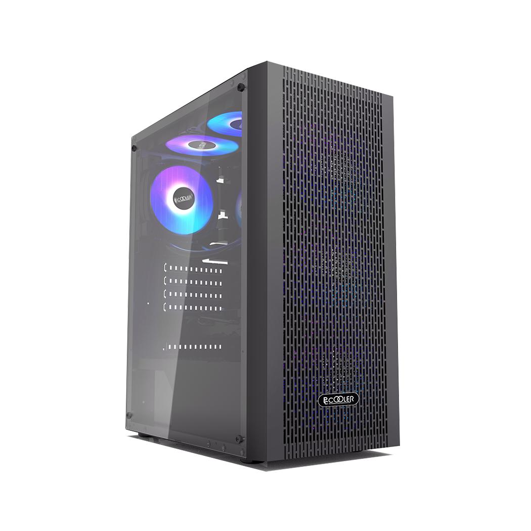CARCASA PCCOOLER, Middle Tower, ATX, fara sursa, sticla securizata, 4 x fan +controller incluse, iluminare ARGB, negru, USB 3.2 gen 1 x 1, USB 2.0 x 2, mic, audio, "MA100 MESH-C" - imagine 3