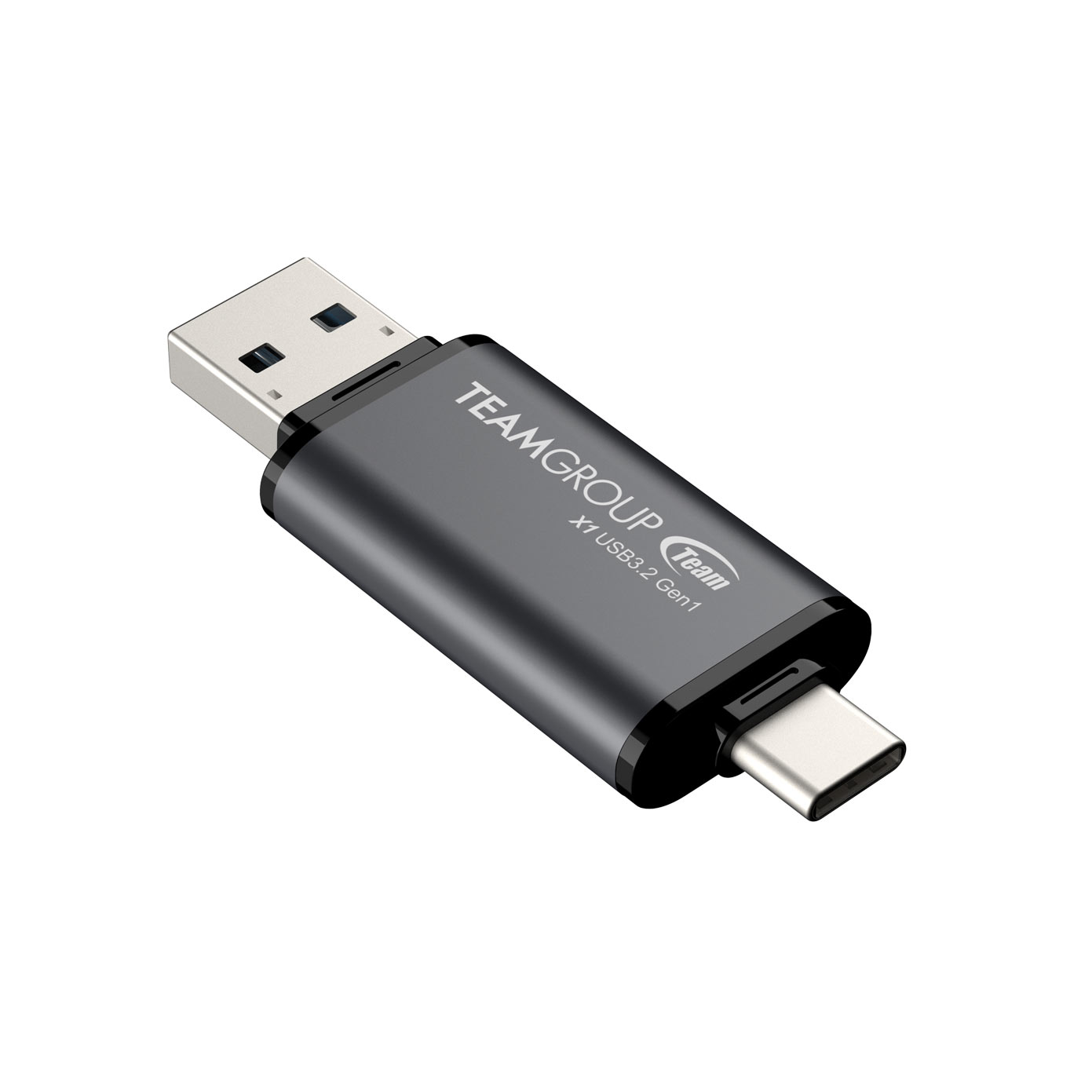 MEMORIE USB 3.2 / USB Type-C 3.1 TEAMGROUP X1, 128 GB, plastic, gri "TX13128GC01" (timbru verde 0.03 lei)