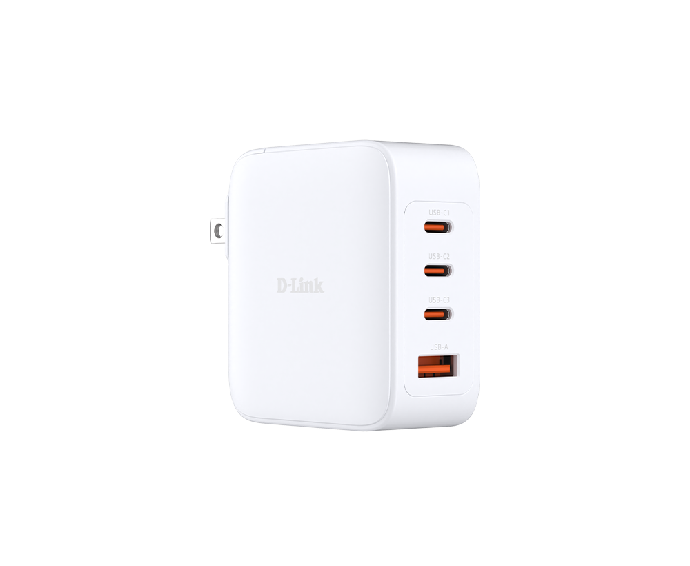 INCARCATOR retea D-Link, Quick Charge GaN PD 3.1 / QC 4.0 140W, 3 x USB Type-C 28.0V@5.0A max, 1 x USB 12.0V@2.5A , alb "DCF-141" (timbru verde 0.18 lei)