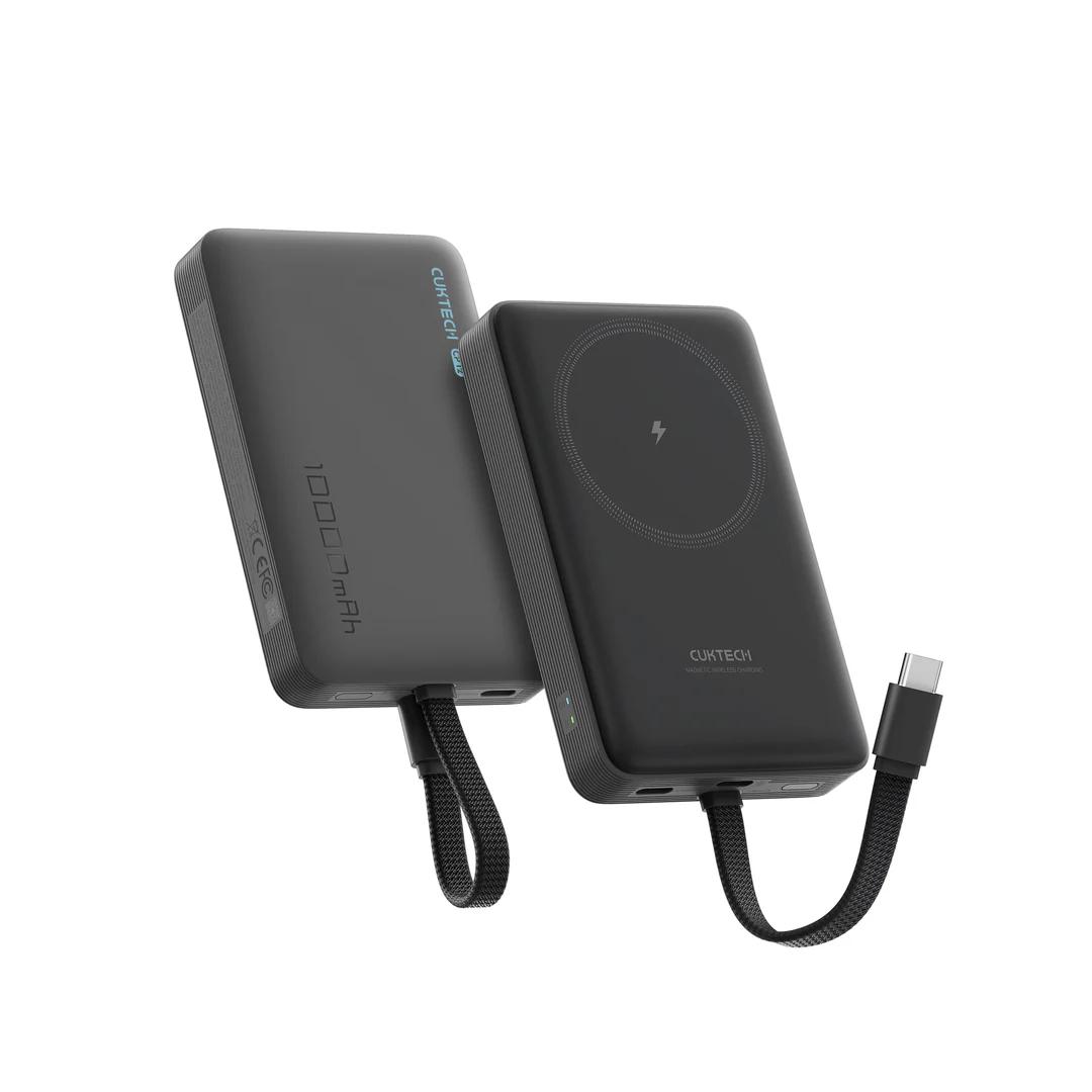 POWER BANK Cuktech Magnetic, 10000mAh, 20W, cablu integrat USB Type-C, gri "CKWPB100LGLBK" (timbru verde 0.98 lei)
