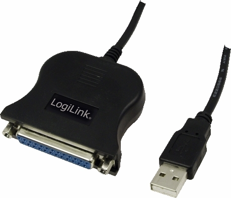 CABLU USB LOGILINK adaptor, USB 2.0 (T) la Paralel (D-Sub 25-pin), 1.5m, conecteaza port USB cu imprimanta cu port paralel, negru, "UA0054A" (timbru verde 0.08 lei)