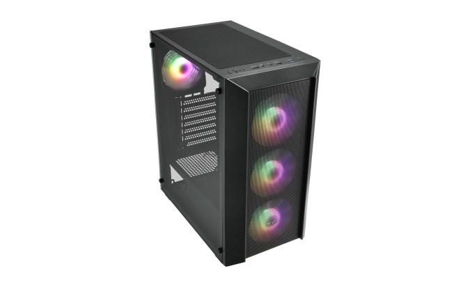 CARCASA FORTRON Middle Tower, ATX, "CMT218", fara sursa, USB 3.0 x 2, USB 2.0 x 1, RGB light bar, 120mm x 4 fan, HD-audio, negru, "POC0000214" (timbru verde 0.32 lei)