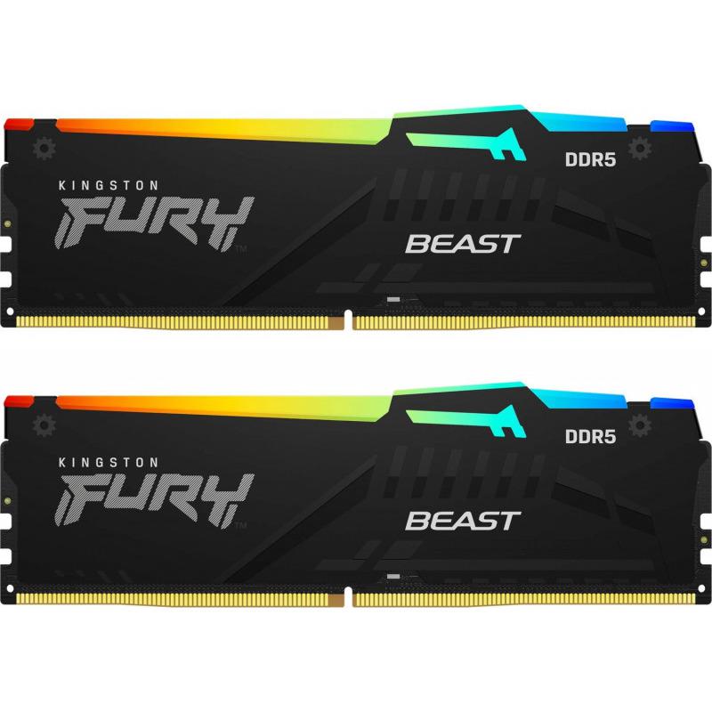 Memorie DDR Kingston - gaming DDR5 32GB frecventa 5600 Mhz, 16GB x 2 module, radiator, iluminare RGB, latenta CL38, "KF556C40BBAK2-32"