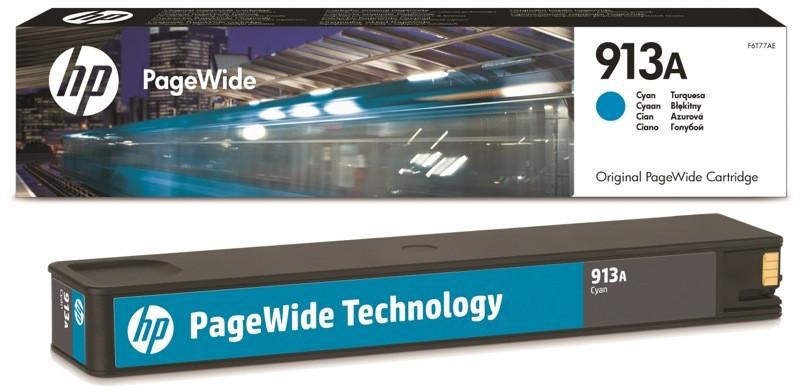 Cartus Cerneala Original HP Cyan, nr.913A, pentru PageWide 352|377, 3.5K, (timbru verde 0.15 lei), "F6T77AE"