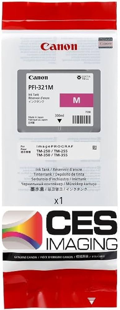 Cartus Cerneala Original Canon Magenta, PFI-321M, pentru IPF TM-240|IPF TM-340, 300ml, (timbru verde 1.2 lei),NOPP, "CF6269C001AA"
