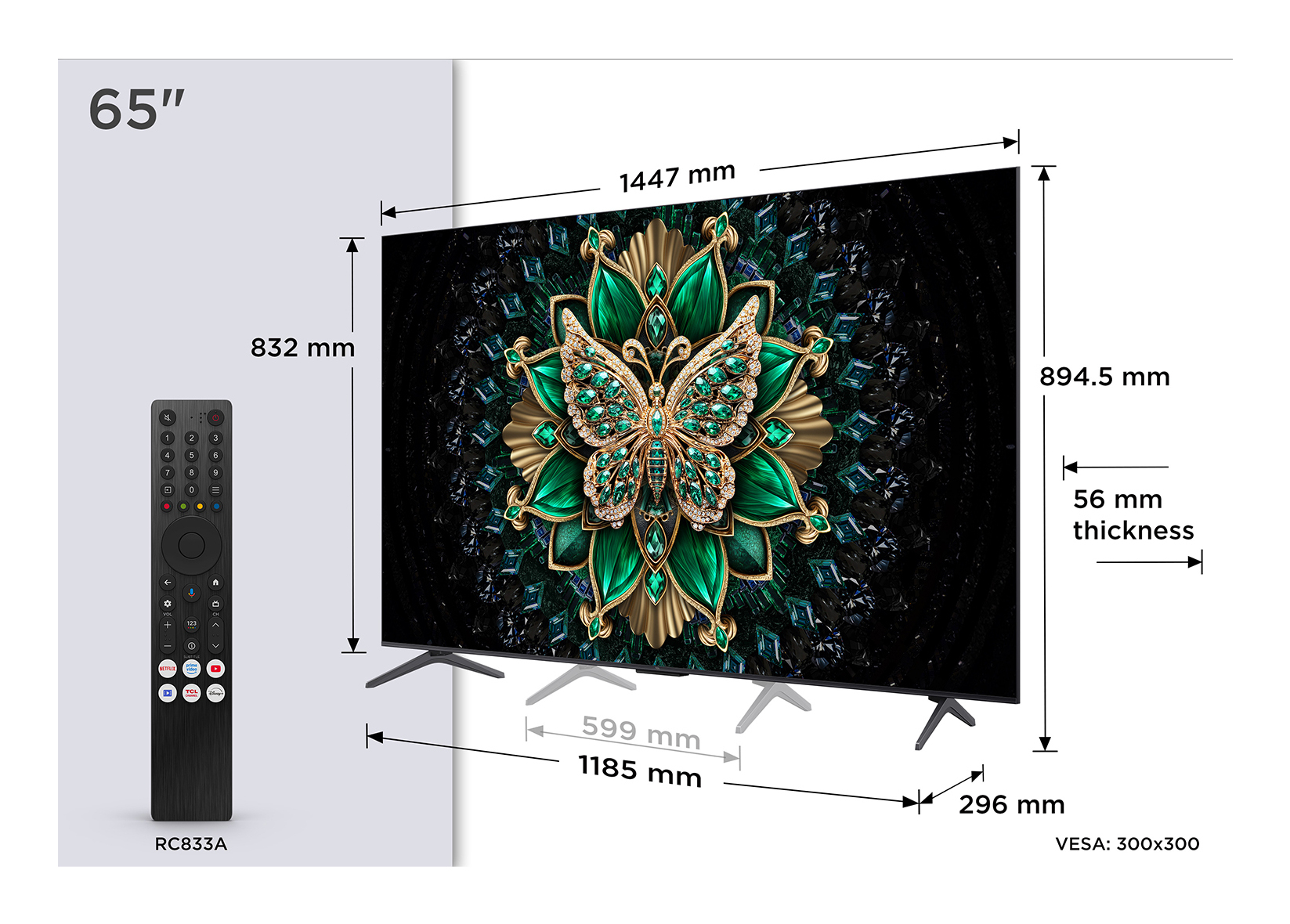 Smart TV QD-MiniLED 65C6K Seria C6K 164cm 4K UHD HDR "65C6K" (timbru verde 15 lei)