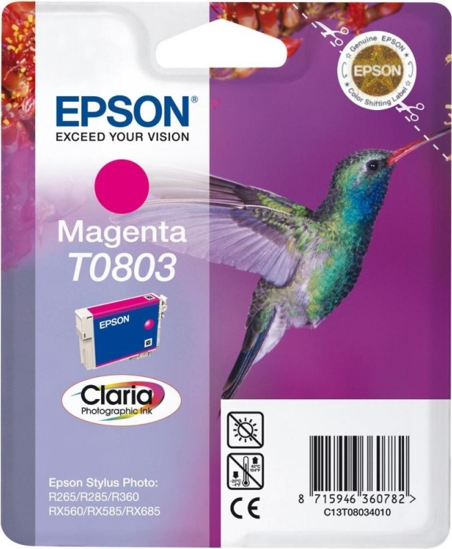 Cartus Cerneala Original Epson Light Magenta, T0803, pentru Stylus Photo R265|360|RX562, , (timbru verde 0.15 lei), "C13T08034011"(RAPO)