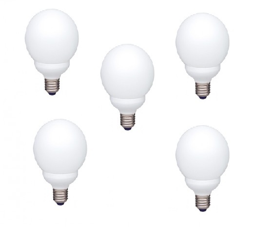 SET 5 becuri fluorescent Panasonic, soclu E27, putere 18W, forma oval, lumina alb rece, alimentare 220 - 240 V, "EFG18E65HD-5" (timbru verde 2.25 lei)