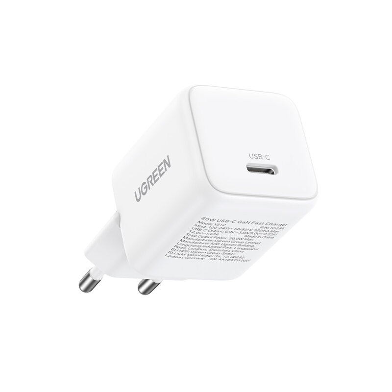 INCARCATOR retea Ugreen GaN "X512" Quick Charge 20W, 1 x USB Type-C, alb "55554" (timbru verde 0.18 lei)