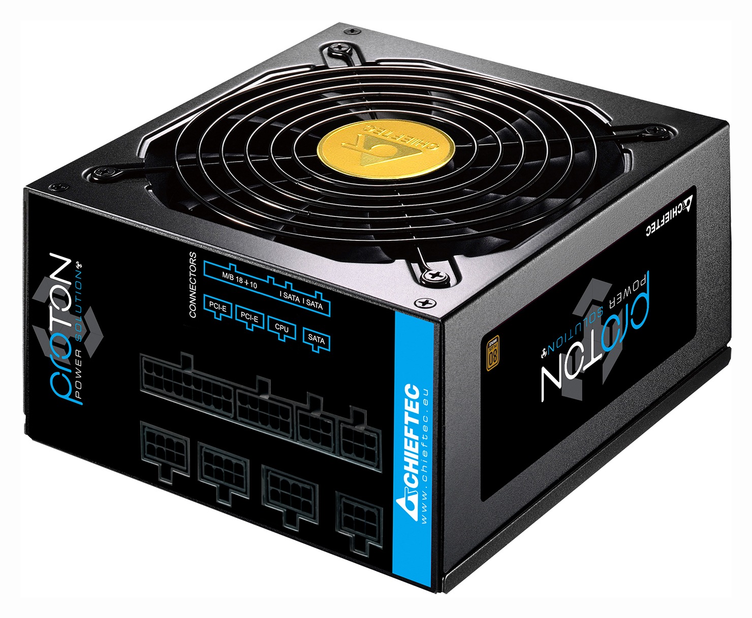 SURSA Chieftec PROTON 750 W, modulara, certificare 80 Plus Bronze, ventilator 140 mm x 1, PCI-E 6+2 pin x 4, SATA x 8, "BDF-750C" (timbru verde 2 lei)
