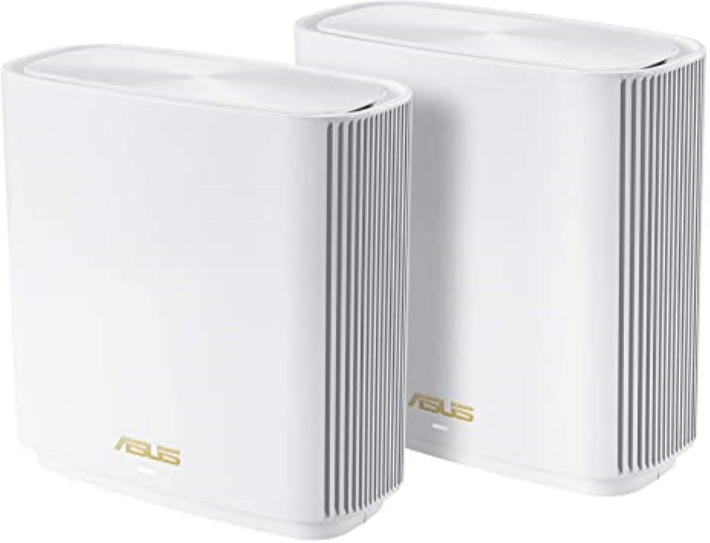 MESH ASUS, wireless, pt interior, 6600 Mbps, port LAN, WAN, 2.4 GHz | 5 GHz, antena interna x 6, standard 802.11ax, "XT8(W-2-PK)" (timbru verde 2.00 lei)