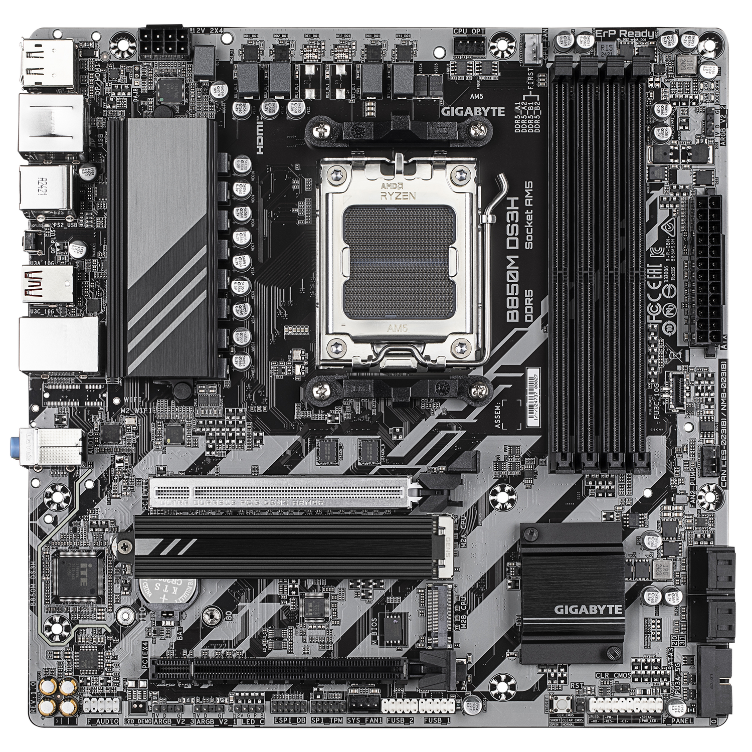 Placa de baza GIGABYTE B850M DS3H, AM5, DDR5, mATX, Gri/Negru "B850M DS3H"