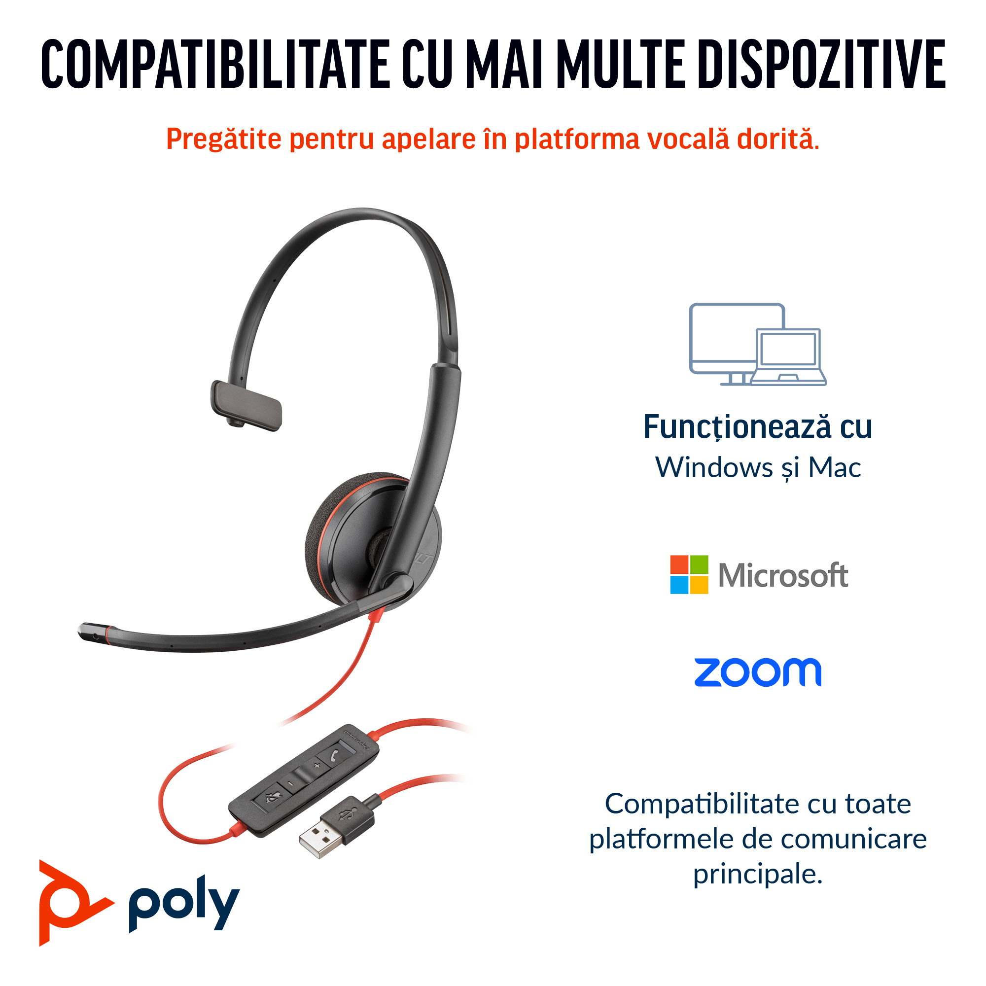 Poly BW 3210 USB-C HS +USB-C/A (Bulk)"8X214A6" - imagine 5