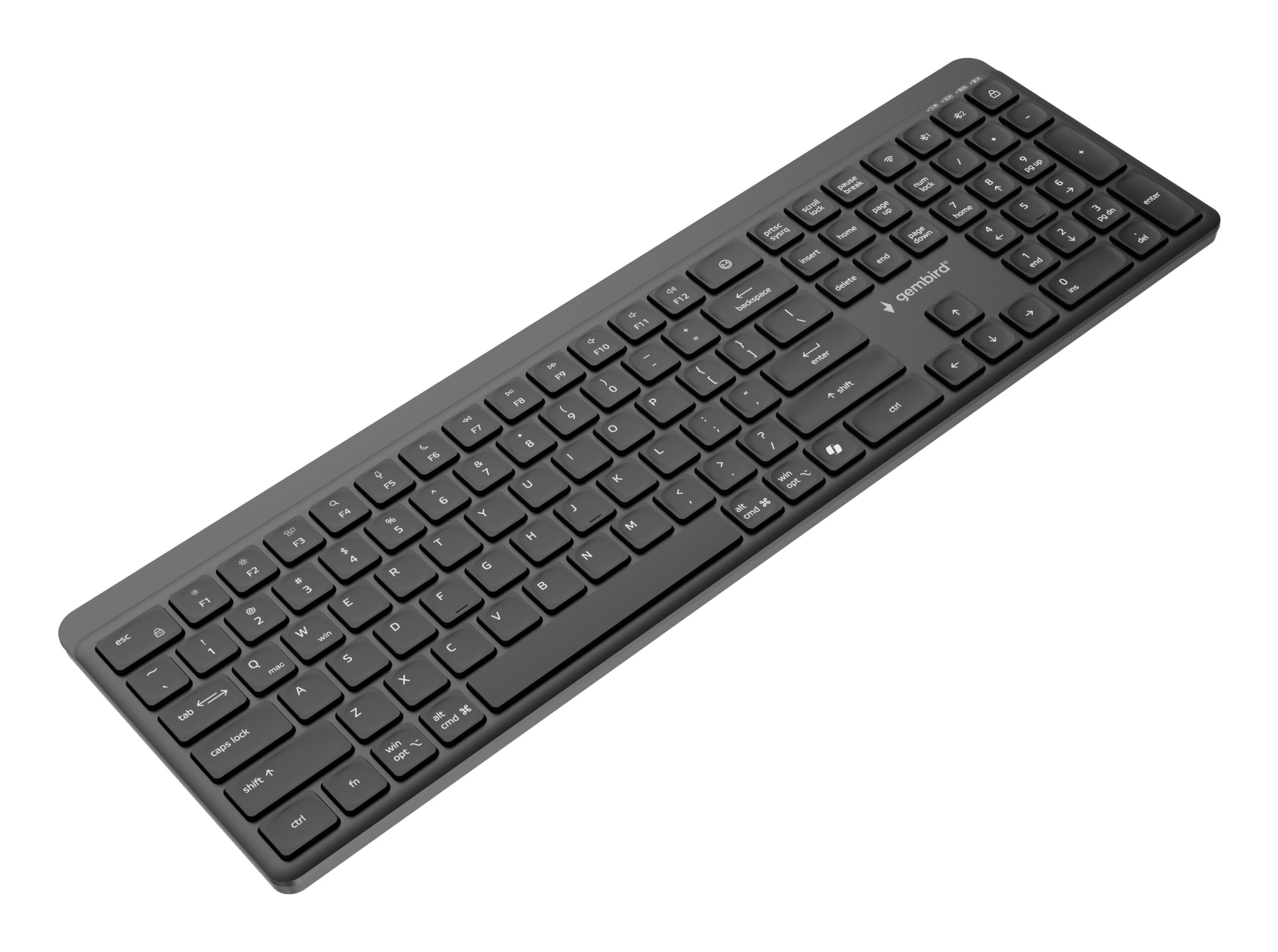 TASTATURA GEMBIRD wireless, dual-mode BT v5.1 + 2.4Ghz, 110 taste, Li-ion 300mAh, USB-C, black, "KB-WPS-03" - imagine 5