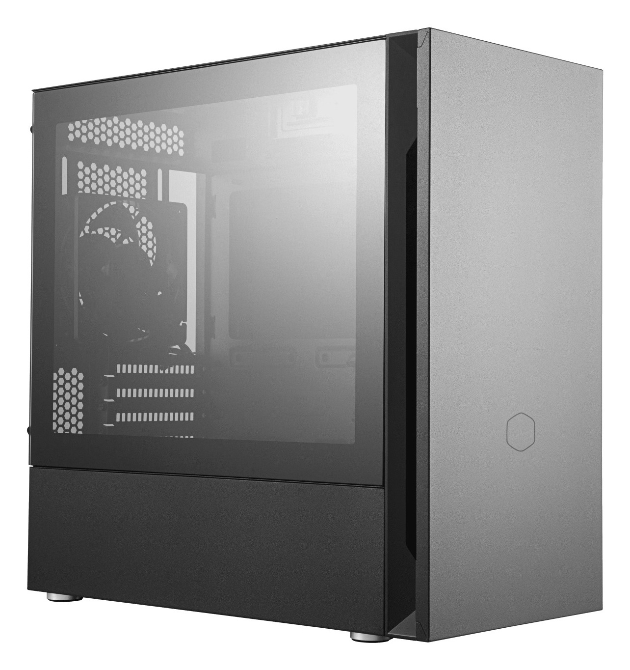 CARCASA Cooler Master, Mini Tower, mATX, "Silencio S400", fara sursa, sticla securizata, 2 x fan, USB 3.0 x 2, Jack 3.5mm x 1, card reader, mesh , "MCS-S400-KG5N-S00" (timbru verde 0.16 lei)