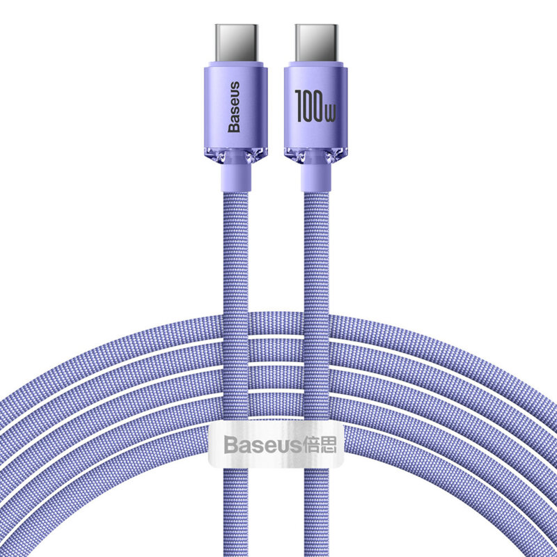 CABLU alimentare si date Baseus Crystal Shine, Fast Charging Data Cable pt. smartphone, USB Type-C la USB Type-C 100W, 2m, violet "CAJY000705" (timbru verde 0.08 lei) - 6932172602918