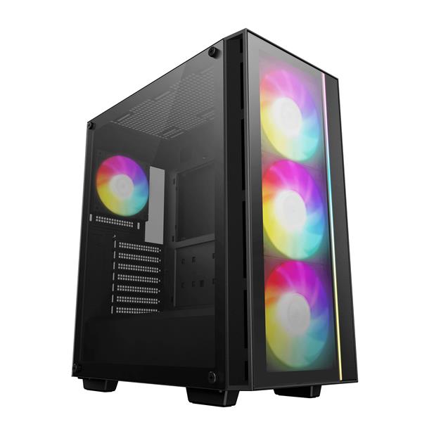 CARCASA DeepCool "MATREXX55",middle tower,gaming,fara sursa,suporta 8xfan, 4xfan inclus, USB 3.1 gen1x1, USB-C,audio+mic,7 sloturi expansiune,negru "R-MATREXX55-BCADA4-G-4" (timbru verde 0.32lei)
