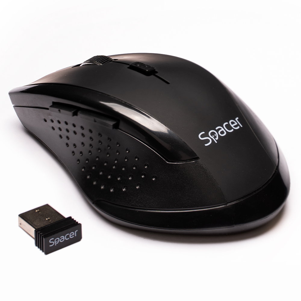 MOUSE Spacer, PC sau NB, wireless, 2.4GHz, optic, 800/ 1200/1600 dpi, butoane/scroll 6/1, rezolutie selectabila, negru, "SPMO-291" 45503292 (timbru verde 0.18 lei)