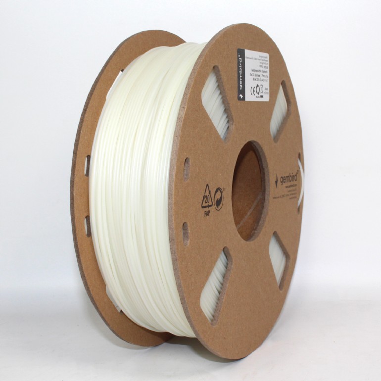 FILAMENT GEMBIRD pt. imprimanta 3d, PVA, 1.75mm diamentru, 1Kg / bobina, aprox. 345m, topire 168 grC, water soluble filament, natural, "3DP-PVA-01-NAT"
