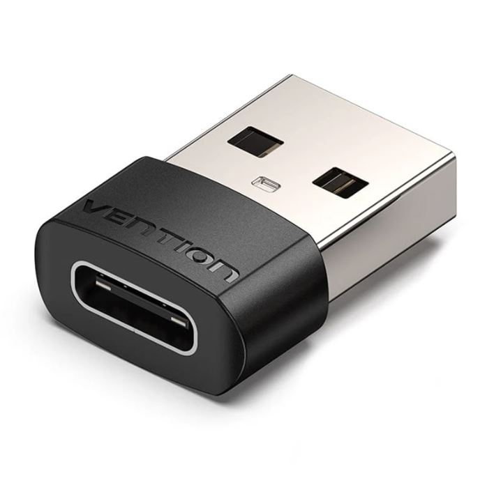 Adaptor USB OTG Vention, USB 2.0 (T) la USB Type-C (M), rata transfer 480 Mbps, invelis PVC, negru, "CDWB0" (timbru verde 0.03 lei) - 6922794755277