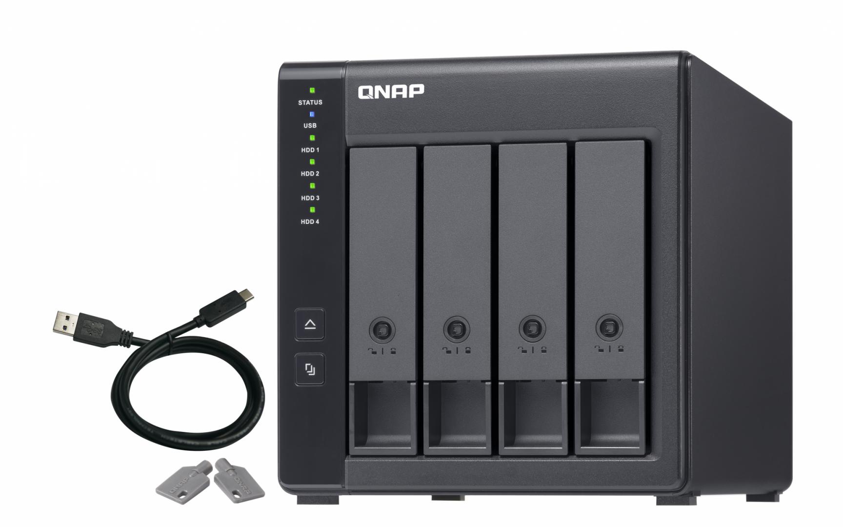 EXPANSION NAS QNAP, HDD x 4, capacitate maxima 24 TB, porturi USB Type C, "TR-004" (timbru verde 4 lei)