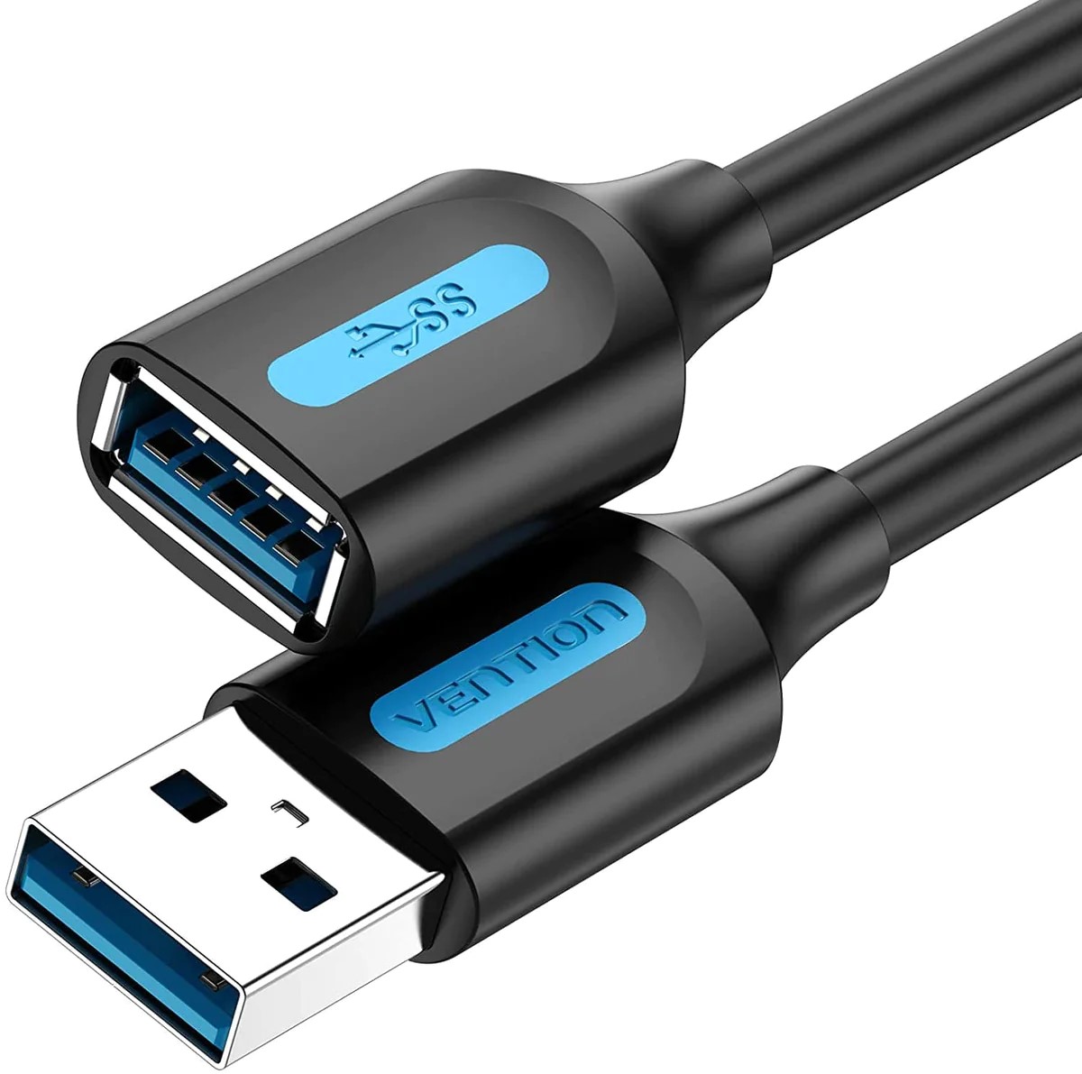 Cablu USB prelungitor Vention, USB 3.2 gen 1 (T) la USB 3.2 gen 1 (M), 1m rata transfer 5 Gbps, invelis PVC, negru, "CBHBF" (timbru verde 0.18 lei) - 6922794748866