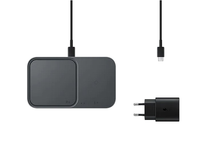 Wireless Charger Duo 15W Super Fast Wireless Charge; Travel Adapter 25W Super Fast Charge; USB-C to USB-C Cable, 1m; Black "EP-P5400TBEGEU" (timbru verde 0.18 lei)