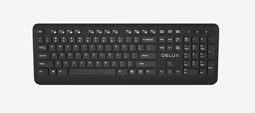 TASTATURA DELUX, wireless, 104 taste, multimedia 12 combinatii FN , USB, negru, "K193G-BK" (timbru verde 0.8 lei)