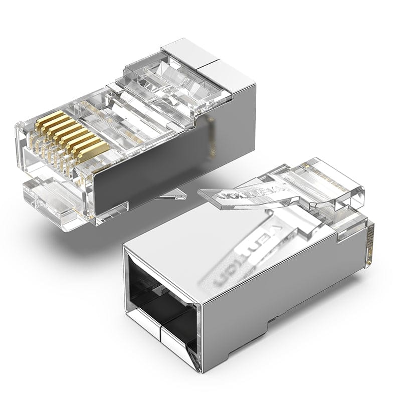 Mufe RJ45 FTP Vention, Cat. 5e, 10 buc pe punga, AWG 23-26, diam. fir 1.02mm, conectori auriti, transparent, "IDAR0-10" (timbru verde 0.08 lei) - 6922794744134