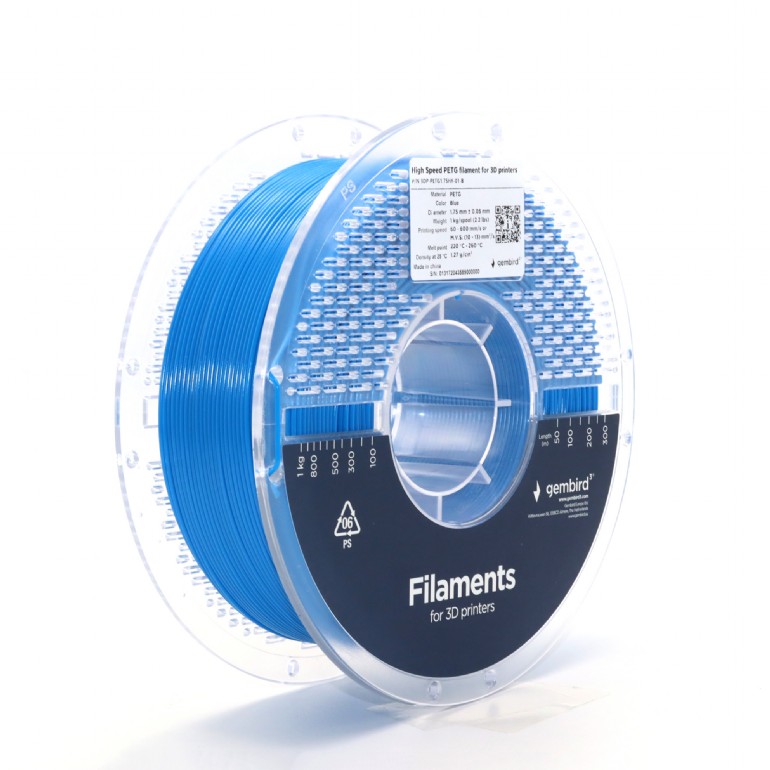 FILAMENT GEMBIRD pt. imprimanta 3d, PLA, 1.75mm diamentru, 1Kg / bobina, aprox. 330m, topire 210-240 grC, blue, "3DP-PLA1.75HY-01-B"