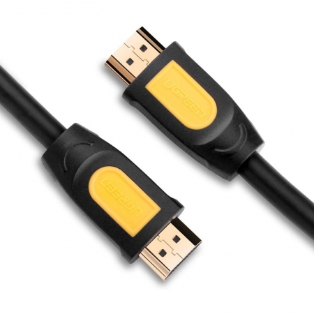 CABLU video Ugreen, "HD101" HDMI (T) la HDMI (T), rezolutie maxima 4K UHD (3840 x 2160) la 60 Hz, round cable, conectori auriti, 1.5m, galben + negru "10128" (timbru verde 0.18 lei) - 6957303811281