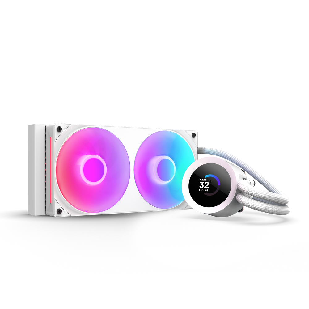 Cooler Lichid NZXT Kraken Plus 240 RGB, AIO 240mm, pompa cu ecran LCD, Intel/ AMD, Alb "RL-KR240-W2" (timbru verde 2 lei)
