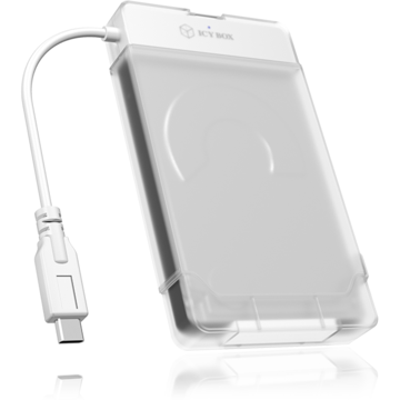 RACK HDD Icy Box SATA 2.5" la 1x USB 3.0 Type-C, carcasa HDD, inclusa, plastic, alb, "IB-AC703-C" (timbru verde 0.8 lei)