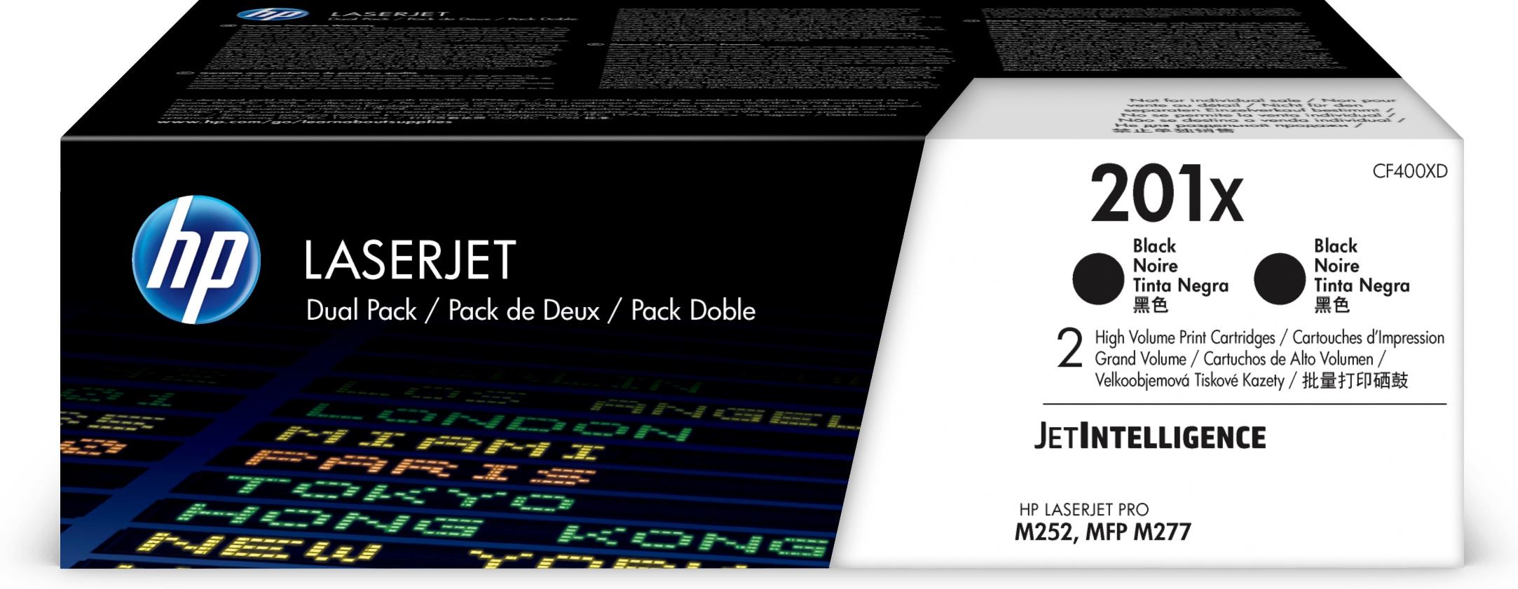 Dual-Pack Original HP Black, nr.201X, pentru Color LaserJet Pro M252|M274|M277, 8k, (timbru verde 1.2 lei) , "CF400XD"