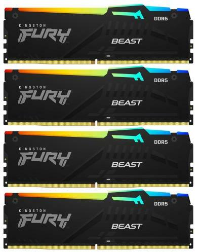 Memorie Kit Fury Beast RGB Intel XMP 3.0, 64GB, (4x16GB) , DDR5-5200MHz, CL40, Quad Channel, Negru "KF552C40BBAK4-64"