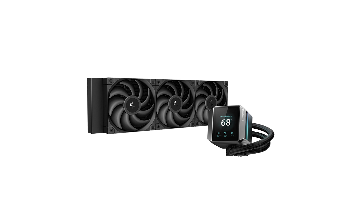 Cooler DeepCool "Mystique 360", racire cu lichid, compatibil Intel si AMD, ventilator 3x 120mm 2150rpm,LED RGB adresabil,ecran LCD 2.8" customizabil,negru "R-LX750-BKDSNMP-G-1" (timbru verde 2 lei)