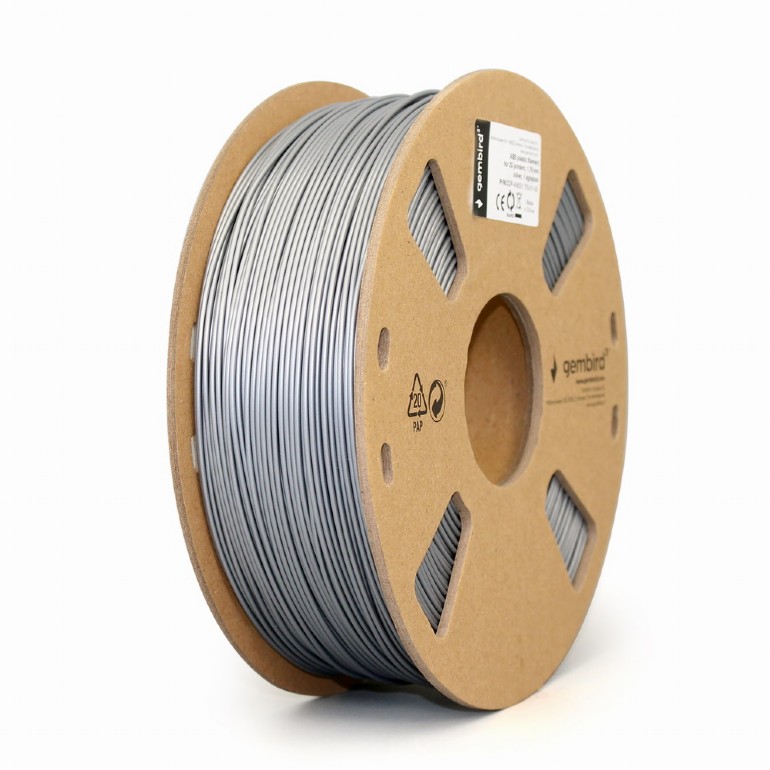 FILAMENT GEMBIRD pt. imprimanta 3d, ABS, 1.75mm diamentru, 1Kg / bobina, aprox. 400m, topire 225-240 grC, silver, "3DP-ABS1.75-01-S"