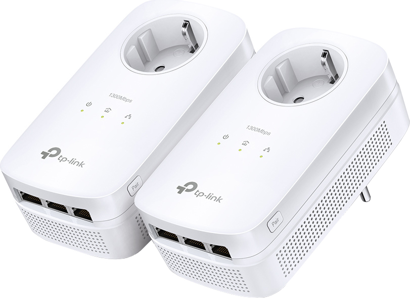 KIT ADAPTOR POWERLINE TP-LINK tehnologie AV2, AV1300, pana la 1300Mbps, 3 porturi Gigabit, priza AC, 2 buc. "TL-PA8030PKIT" (timbru verde 2 lei)
