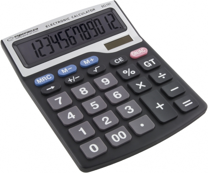 Calculator de birou Esperanza Tales ECL101 solar sau baterie cu 12 Digits Negru "ECL101" (timbru verde 0.18 lei)