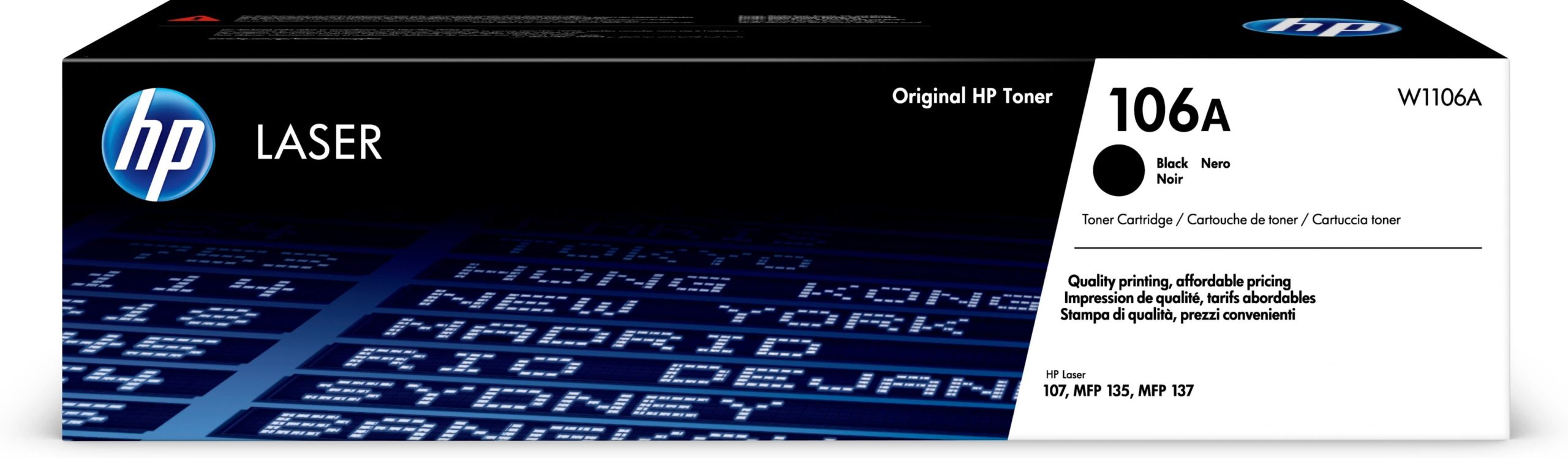 Toner Original HP Black, nr.106A, pentru LaserJet 107|MFP 135|MFP 137, 1K, (timbru verde 1.2 lei) , "W1106A"