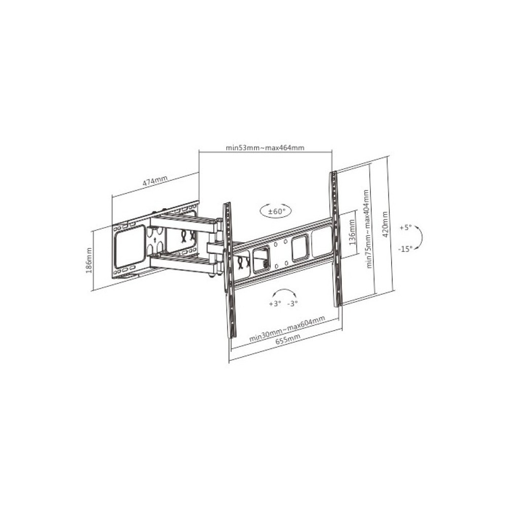 SUPORT TV/LCD/LED pentru perete, reglabil, Techly "ICA-PLB344LTY" - imagine 3
