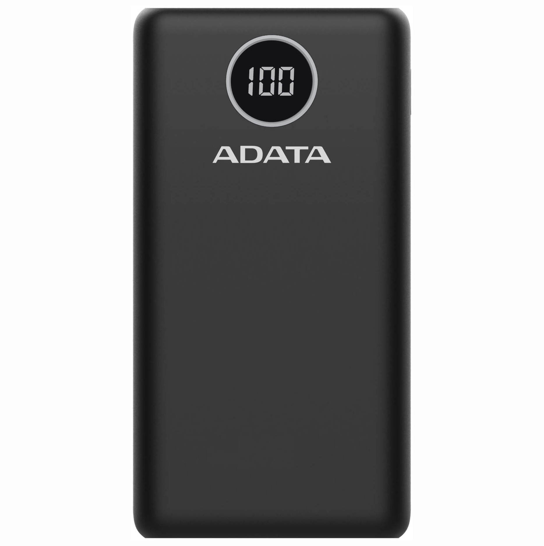 POWER BANK ADATA 20000mAh, Quick Charge 3.0 + PD 18W, 2 x USB & 1 x USB-C, digital display pt. status baterie, P20000QCD 20.000 mAh, total 3A, black, "AP20000QCD-DGT-CBK" (timbru verde 0.98 lei)